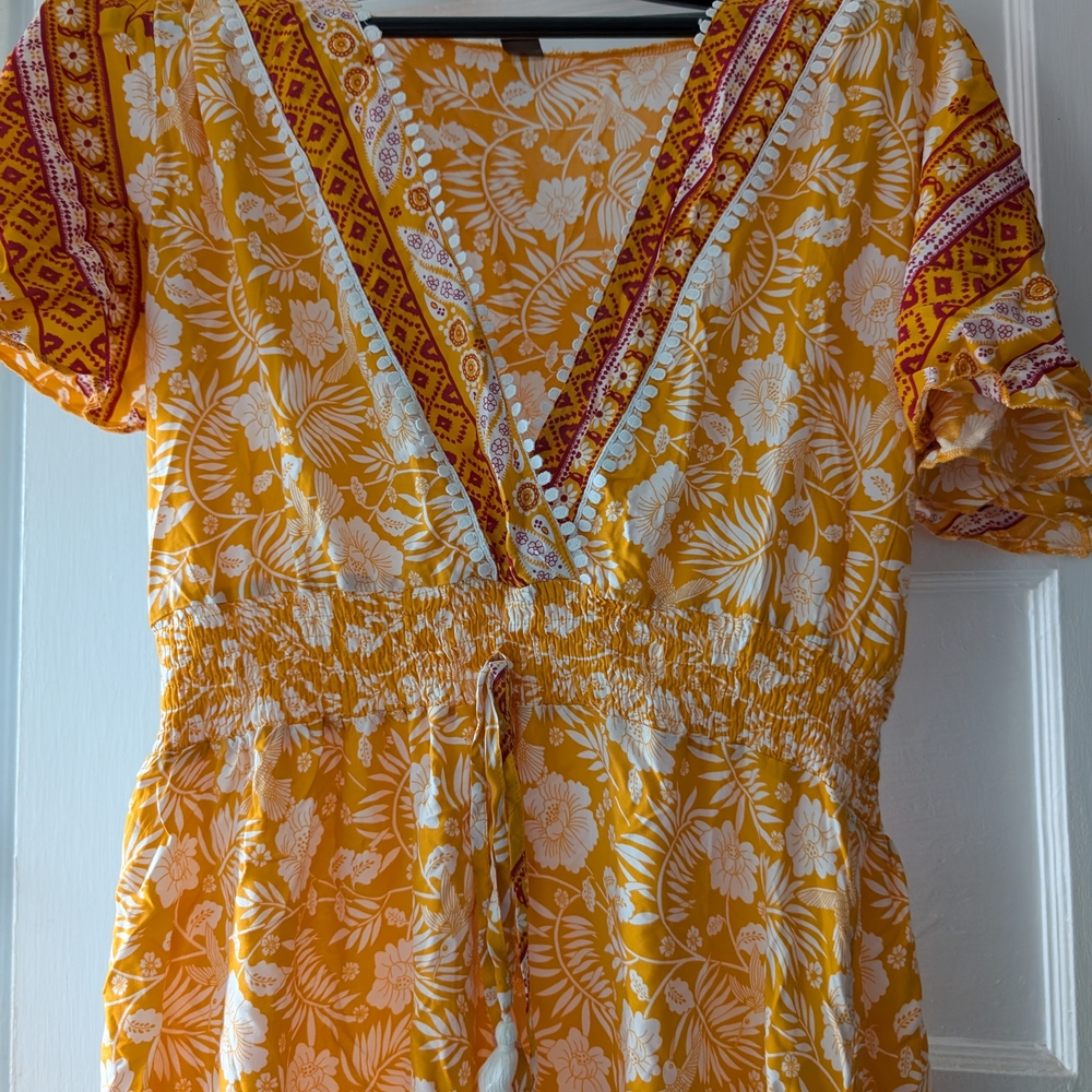 SHEIN Yellow and Red Floral Dress